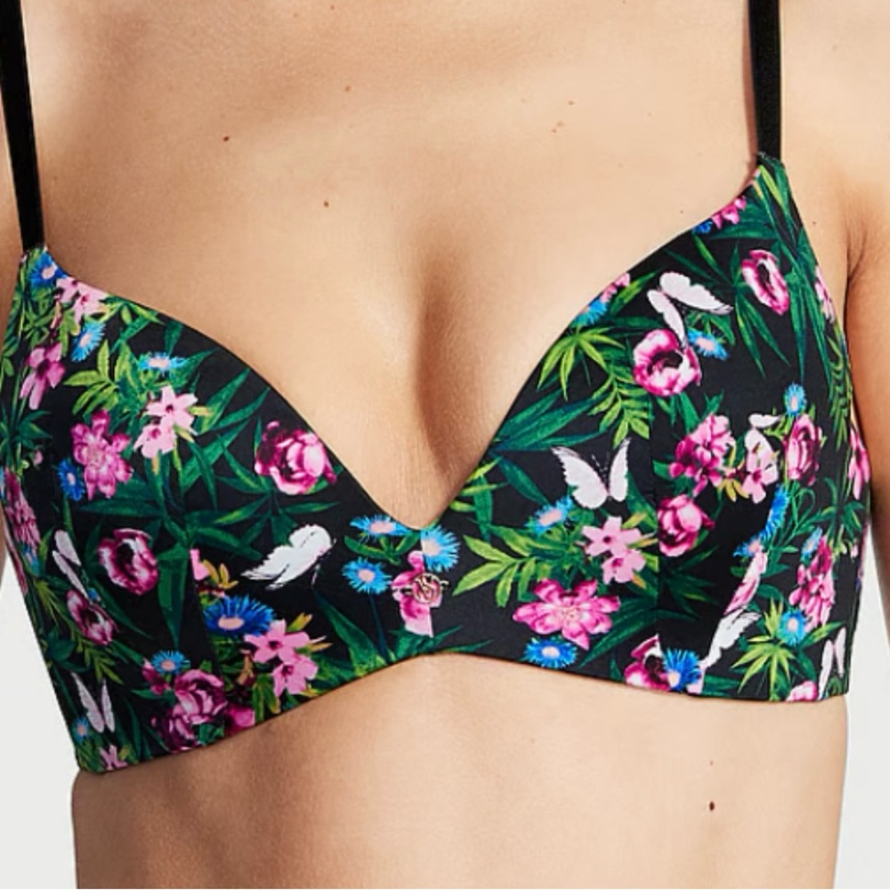 VICTORIA’S SECRET Very Sexy So Obsessed Wireless Push-Up Bra Floral Sz 34DD